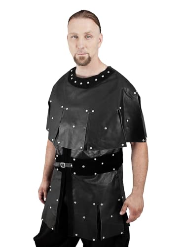 Andracor Schwarzes Fantasy Krieger Kostüm aus Leder - 2-teilig - Größe: L - Mittelalter, LARP & Karneval Verkleidung von Andracor