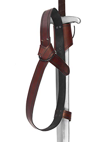 Andracor - Schwerthalter für den Rücken mit Ring-Schließe - Kostüm-Zubehör für LARP, Mittelalter, Wikinger, Fantasy & Cosplay - Braun von Andracor