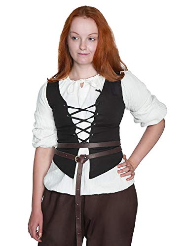 Andracor - Ungerade geschnittenes mittelalterliches Schnür-Mieder - Daphne - Farbe: Schwarz - Größe: L - Individuell einsetzbar für LARP, Mittelalter, Fantasy & Cosplay von Andracor