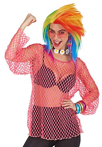 Neon Netz Shirt Pink - Tolles Hemd in Netzoptik für Rocker, Bad Taste oder Disco Kostüme Karneval oder Mottoparty von Andrea-Moden