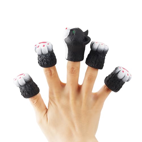 Andux 5pcs Tier Finger Puppets Realistische Gummi Tier Rolle Spielen Finger Puppets Set ZJWO-01 (Katze) von Andux