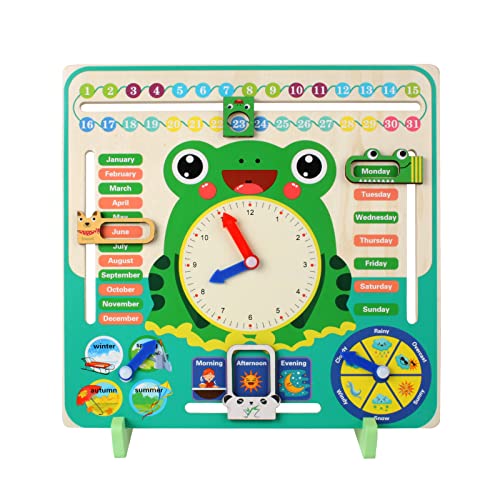 Andux All About Today Board Holzkalender und Lernuhr Lernspielzeug für die Vorschule RZWJ-01 von Andux