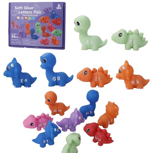 Andux Alphabet Zahlen Double-Sided Matching Zählen Farbe Sortieren Spielzeug Set Montessori Lernspielzeug PCWJ-01 (Dinosaurier) von Andux
