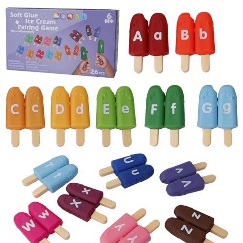 Andux Alphabet Zahlen Double-Sided Matching Zählen Farbe Sortieren Spielzeug Set Montessori Lernspielzeug PCWJ-01 (Eiscreme) von Andux