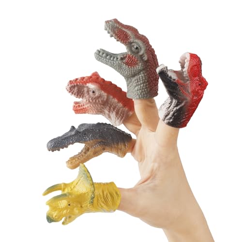 Andux Dinosaurier Fingerpuppen Spielzeug Realistischer Dino Kopf Fingerspielzeug Weichgummi Puppe Show Theater Requisiten ZJWO-02 (Dinosaurier) von Andux