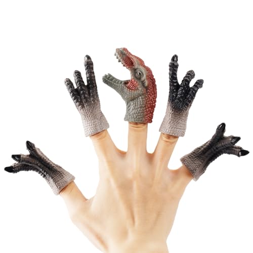 Andux Dinosaurier Fingerpuppen Spielzeug Realistischer Dino Kopf Fingerspielzeug Weichgummi Puppe Show Theater Requisiten ZJWO-02 (Velociraptor) von Andux