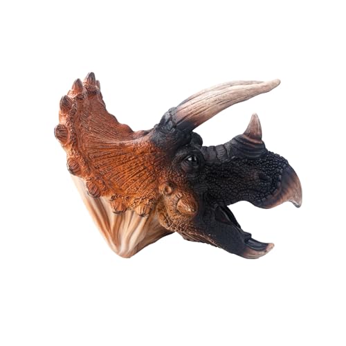 Andux Dinosaurier Handpuppe Realistisch Weichgummi Interaktives Rollenspiel Handpuppe Spielzeug DWST-01 (Triceratops) von Andux