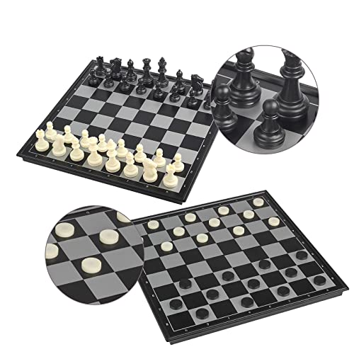 Andux Faltbares Magnetisches Zwei-in-Eins Schachbrett Spielset, Schach und Dame CXYXQ-01 (S) von Andux