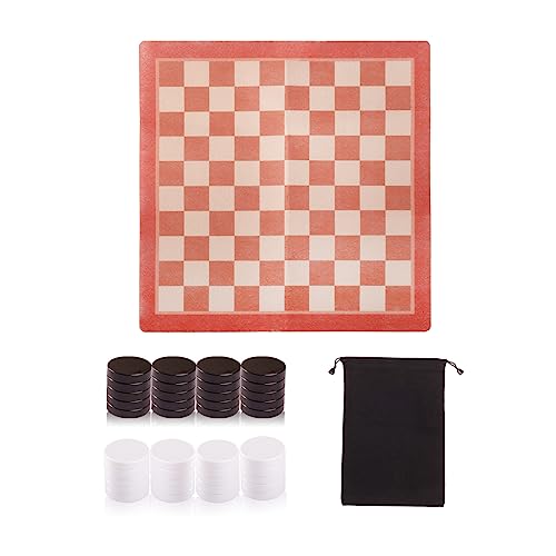 Andux Faltschach Set Tuch Kunst Brettspiel Portable Board Kits Geschenk für Kinder BYYXQ-01 (Damespiel) von Andux