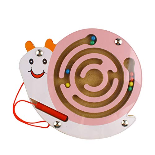 Andux Mini Wooden Magnetisches Labyrinth an Bord Spiel für Kinder MGYX-01 (Rosa Schnecke) von Andux