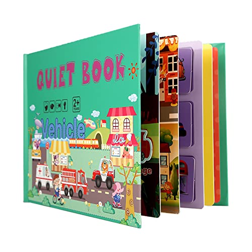 Andux Montessori Kleinkind ruhig Buch Puzzle Vorschule Spielzeug beschäftigt Buch für Kinder 3 + ZJS-01 (Verkehrsmittel) von Andux