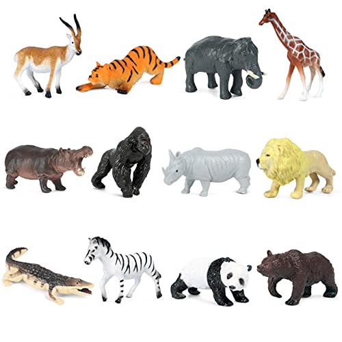 Andux Realistische Plastiktiere Figuren Spielzeug Zoo Wild Dschungel Lernen Lernspielzeug FZDW-01 (Tier-12Stück) von Andux
