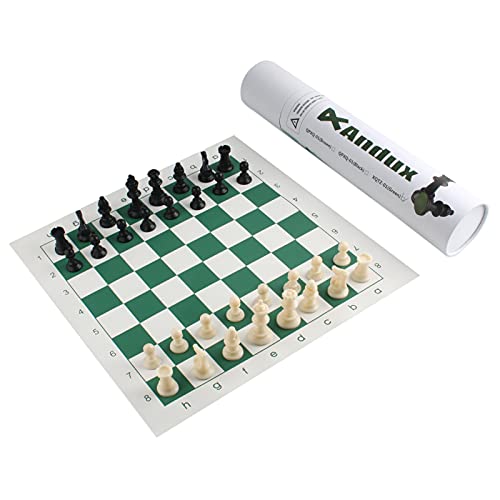 Andux Schachspielset Schachfiguren und Rollbrett XQTZ-01 (Grün,35x35cm) von Andux