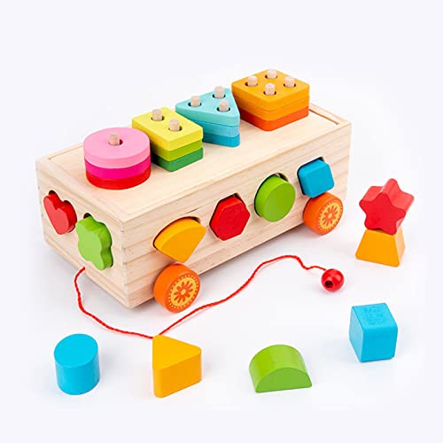 Andux Shape Block Cart Holzform Sortieren Spielzeug Sortieren Stapeln Montessori Spielzeug JMTC-01 von Andux
