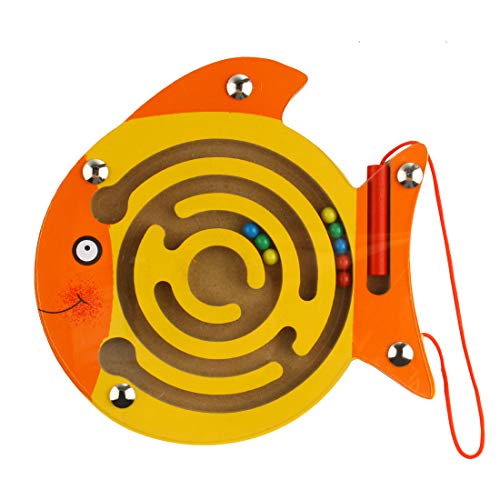 Andux Mini Wooden Magnetisches Labyrinth an Bord Spiel für Kinder MGYX-01(Fische) von Andux