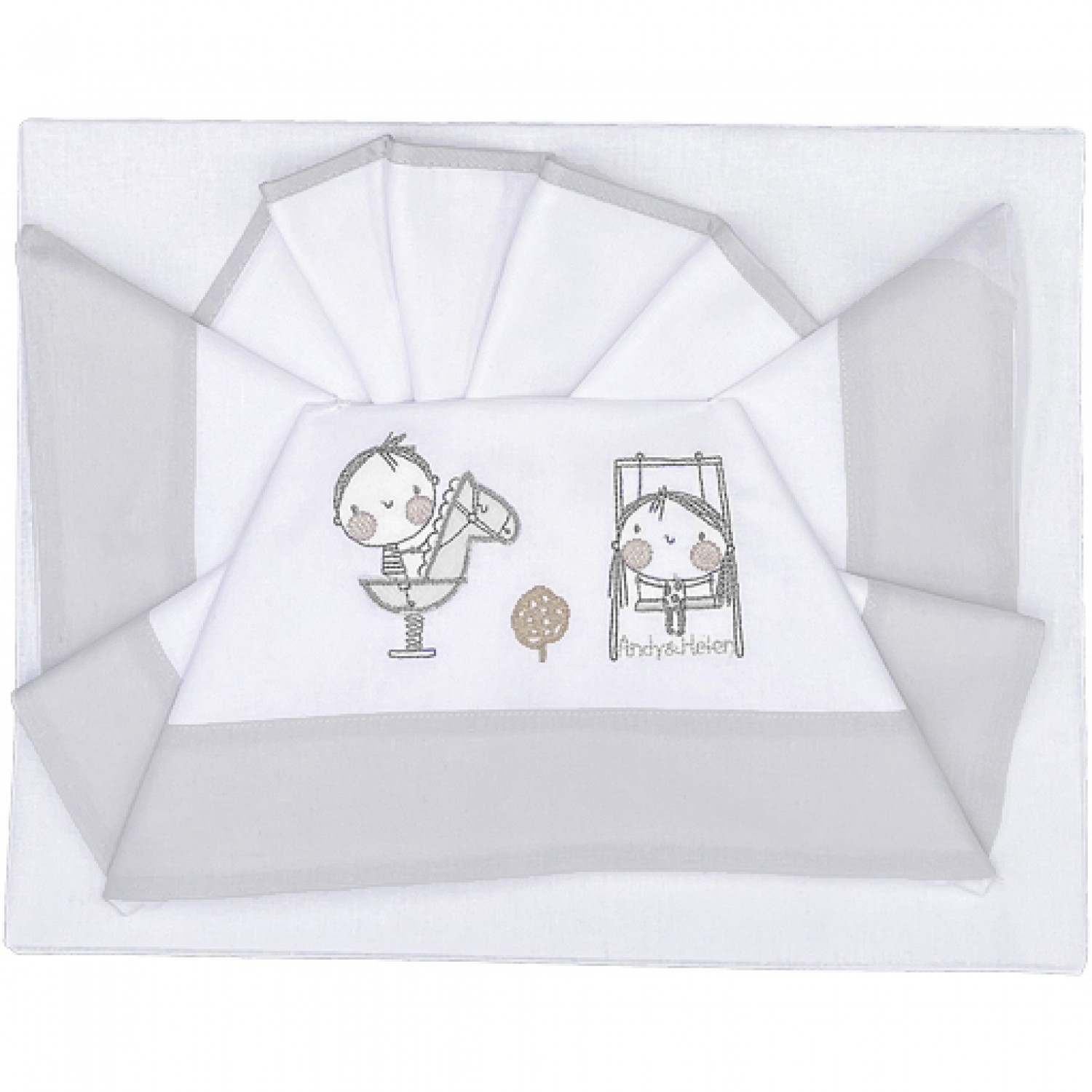 Andy & Helen Bettwäsche Set für besticktes Kinderbett D35 3 Stk. Grau Andy & Helen Bettwäsche Set für besticktes Kinderbett D35 3 Stk. Grau von Andy & Helen