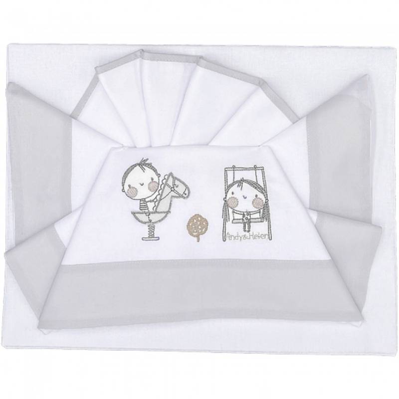 Andy & Helen Bettwäsche Set für besticktes Kinderbett D35 3 Stk. Grau Andy & Helen Bettwäsche Set für besticktes Kinderbett D35 3 Stk. Grau von Andy & Helen