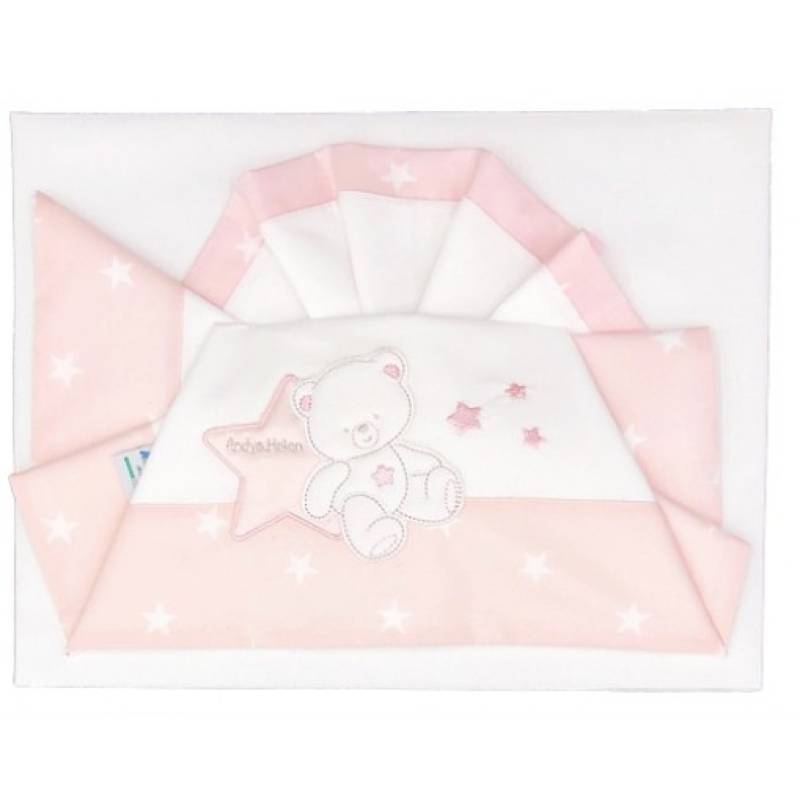 Andy & Helen Bettwäsche Set für besticktes Kinderbett D50 3 Stk. Pink von Andy & Helen