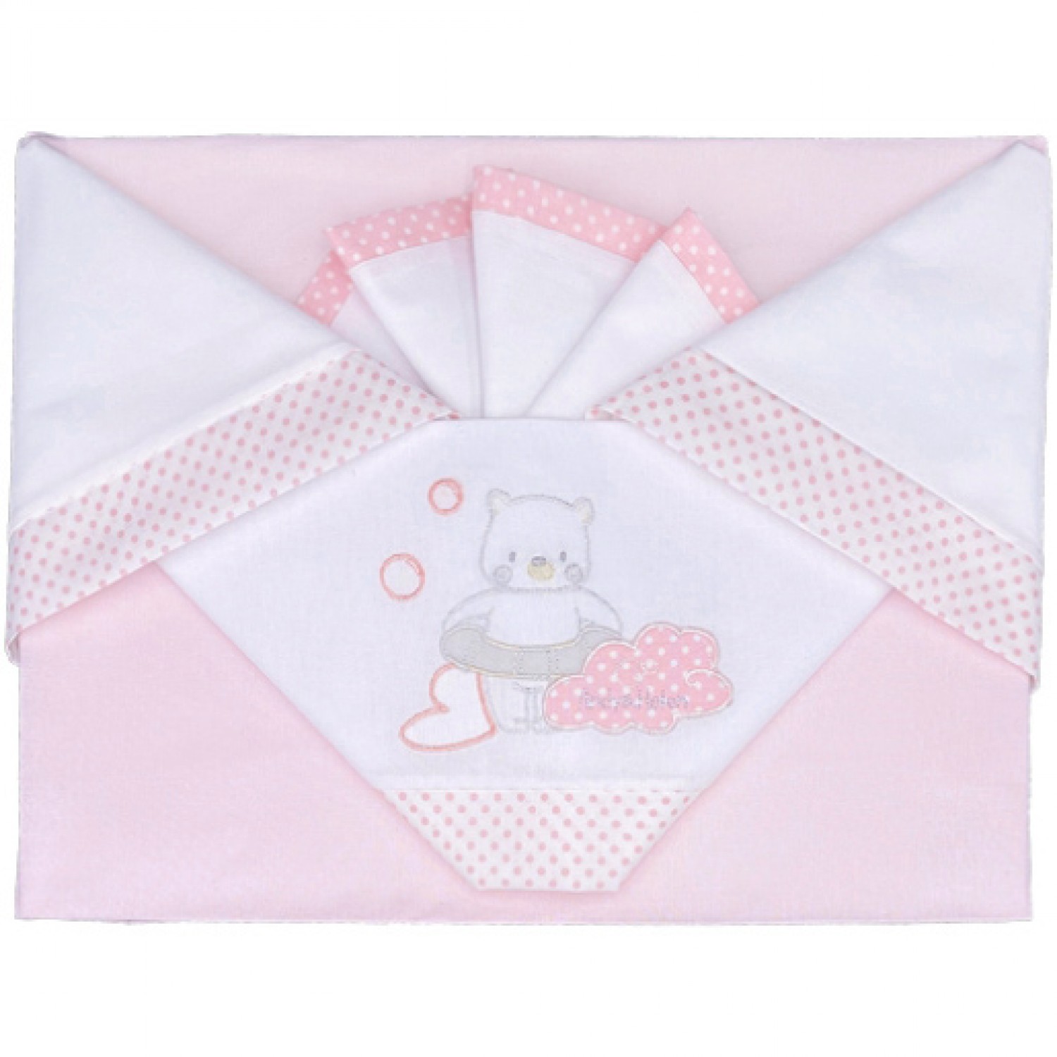 Andy & Helen Sheets Set für Kinderbett bestickt D35 3 Stk. Pink von Andy & Helen