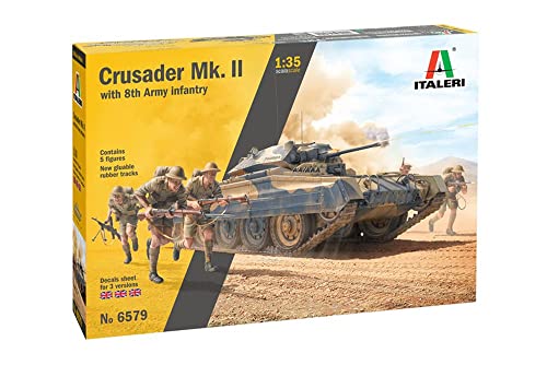 Italeri 6579S 1:35 Crusader Mk.II m. Inf. Fig. (5), Modellbau, Bausatz, Standmodellbau, Basteln, Hobby, Kleben, Plastikbausatz, Mehrfarbig von Italeri