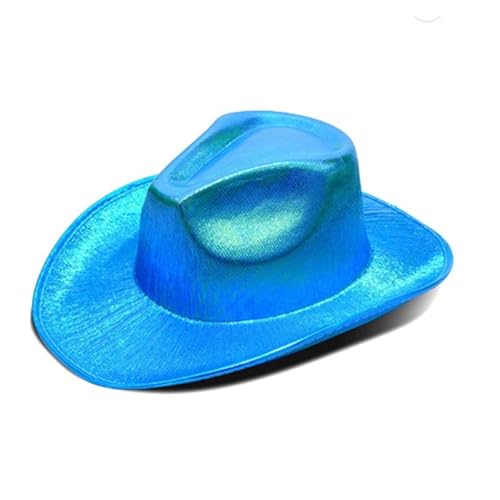 2 Stück Blinkender Bunter Cowboyhut für Damen und Herren,Breiter Krempe Unisex Hat weitem,Cowgirl Kostüm zubehör,für Tourismus,Camping,Karneval,Halloween,Fasching,Mottoparty,Musikfestival,Blau von Anevous