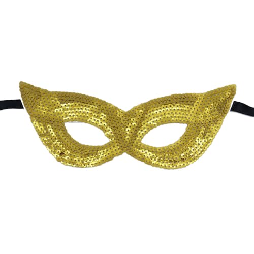 Anevous 2 Stück Sequin Maske,Damen und Herren,Fashion Face Mask,Venezianische Augenmaske,Pailletten Gesichtsmaske für Ostern,Karneval,Halloween,Cosplay,Mottoparty,Maskerade,Nightclub,Gold A von Anevous