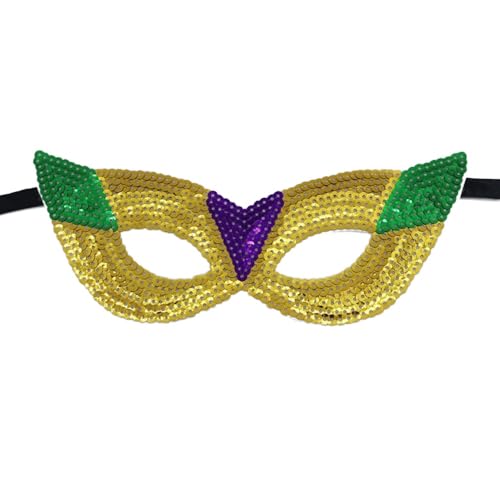 Anevous 2 Stück Sequin Maske,Damen und Herren,Fashion Face Mask,Venezianische Augenmaske,Pailletten Gesichtsmaske für Ostern,Karneval,Halloween,Cosplay,Mottoparty,Maskerade,Nightclub,Gold B von Anevous