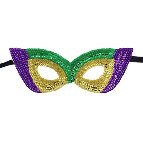 Anevous 2 Stück Sequin Maske,Damen und Herren,Fashion Face Mask,Venezianische Augenmaske,Pailletten Gesichtsmaske für Ostern,Karneval,Halloween,Cosplay,Mottoparty,Maskerade,Nightclub,Gold C von Anevous