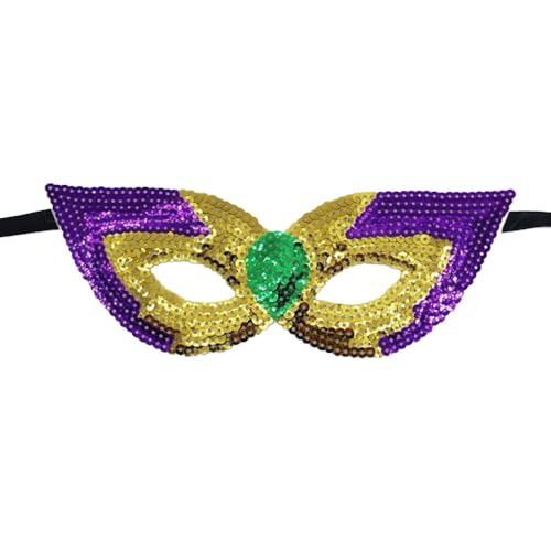 Anevous 2 Stück Sequin Maske,Damen und Herren,Fashion Face Mask,Venezianische Augenmaske,Pailletten Gesichtsmaske für Ostern,Karneval,Halloween,Cosplay,Mottoparty,Maskerade,Nightclub,Gold D von Anevous