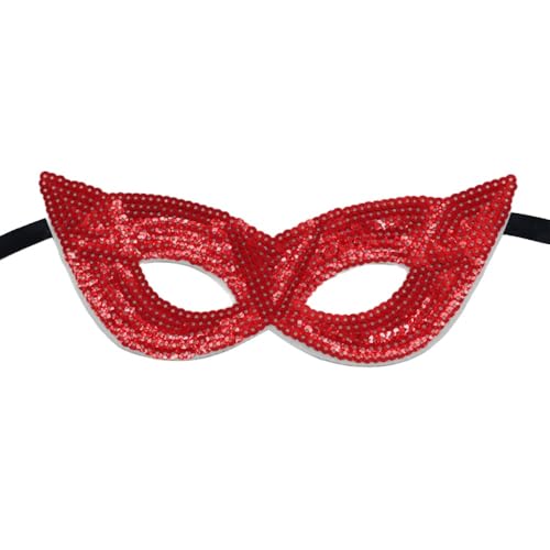 Anevous 2 Stück Sequin Maske,Damen und Herren,Fashion Face Mask,Venezianische Augenmaske,Pailletten Gesichtsmaske für Ostern,Karneval,Halloween,Cosplay,Mottoparty,Maskerade,Nightclub,Rot A von Anevous