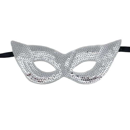 Anevous 2 Stück Sequin Maske,Damen und Herren,Fashion Face Mask,Venezianische Augenmaske,Pailletten Gesichtsmaske für Ostern,Karneval,Halloween,Cosplay,Mottoparty,Maskerade,Nightclub,Silber A von Anevous