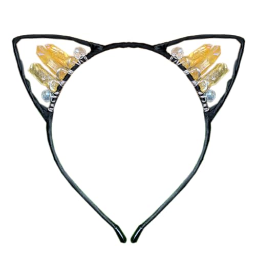 Anevous Handgefertigtes Kristall-Ohr-Stirnband,Kätzchen Haarbänder,Haarschmuck,Kopfschmuck,Haarreif mit Katzenohren,Strasssteinen Kopfbedeckung für Cosplay,Ohren,Maskeraden,Halloween,Party,Farbe 3 von Anevous