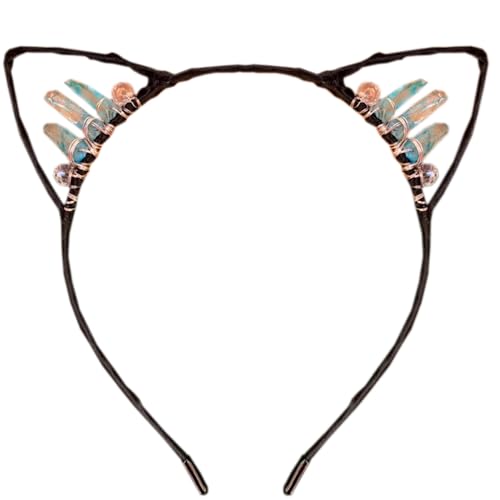 Anevous Handgefertigtes Kristall-Ohr-Stirnband,Kätzchen Haarbänder,Haarschmuck,Kopfschmuck,Haarreif mit Katzenohren,Strasssteinen Kopfbedeckung für Cosplay,Ohren,Maskeraden,Halloween,Party,Farbe 24 von Anevous