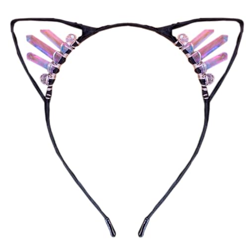 Anevous Handgefertigtes Kristall-Ohr-Stirnband,Kätzchen Haarbänder,Haarschmuck,Kopfschmuck,Haarreif mit Katzenohren,Strasssteinen Kopfbedeckung für Cosplay,Ohren,Maskeraden,Halloween,Party,Farbe 13 von Anevous