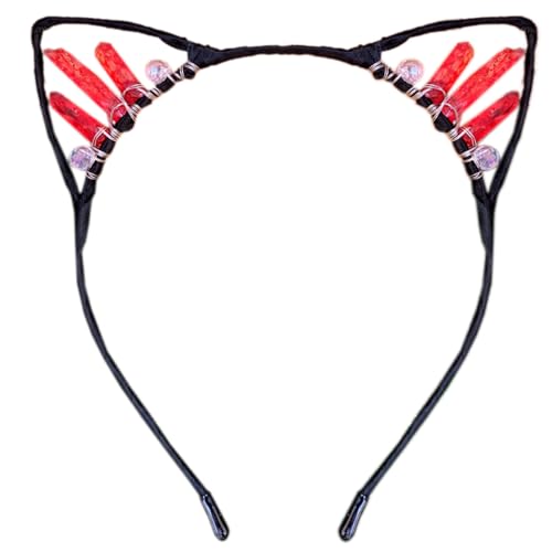 Anevous Handgefertigtes Kristall-Ohr-Stirnband,Kätzchen Haarbänder,Haarschmuck,Kopfschmuck,Haarreif mit Katzenohren,Strasssteinen Kopfbedeckung für Cosplay,Ohren,Maskeraden,Halloween,Party,Farbe 28 von Anevous