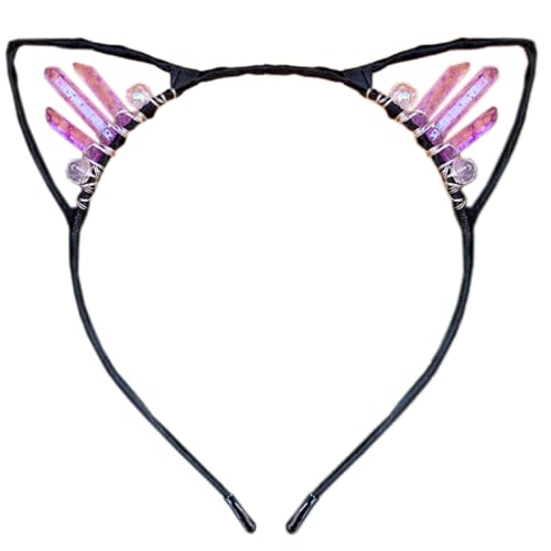 Anevous Handgefertigtes Kristall-Ohr-Stirnband,Kätzchen Haarbänder,Haarschmuck,Kopfschmuck,Haarreif mit Katzenohren,Strasssteinen Kopfbedeckung für Cosplay,Ohren,Maskeraden,Halloween,Party,Farbe 27 von Anevous