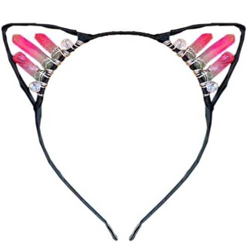 Anevous Handgefertigtes Kristall-Ohr-Stirnband,Kätzchen Haarbänder,Haarschmuck,Kopfschmuck,Haarreif mit Katzenohren,Strasssteinen Kopfbedeckung für Cosplay,Ohren,Maskeraden,Halloween,Party,Farbe 18 von Anevous