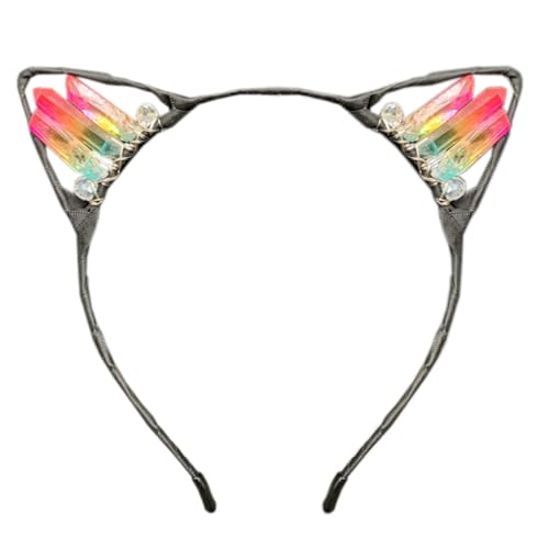 Anevous Handgefertigtes Kristall-Ohr-Stirnband,Kätzchen Haarbänder,Haarschmuck,Kopfschmuck,Haarreif mit Katzenohren,Strasssteinen Kopfbedeckung für Cosplay,Ohren,Maskeraden,Halloween,Party,Farbe 23 von Anevous