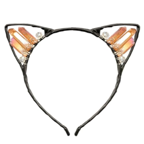 Anevous Handgefertigtes Kristall-Ohr-Stirnband,Kätzchen Haarbänder,Haarschmuck,Kopfschmuck,Haarreif mit Katzenohren,Strasssteinen Kopfbedeckung für Cosplay,Ohren,Maskeraden,Halloween,Party,Farbe 20 von Anevous