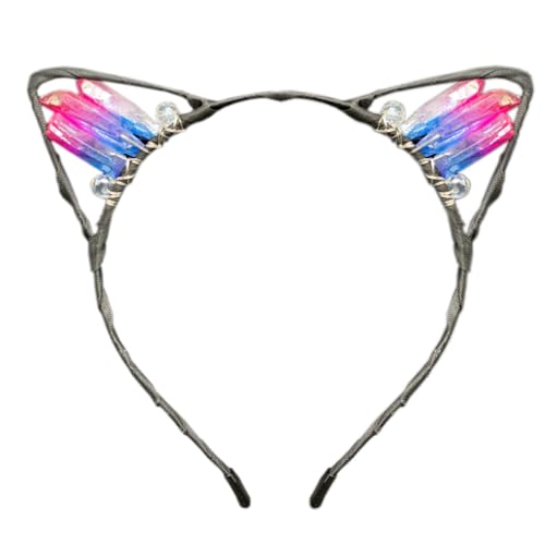 Anevous Handgefertigtes Kristall-Ohr-Stirnband,Kätzchen Haarbänder,Haarschmuck,Kopfschmuck,Haarreif mit Katzenohren,Strasssteinen Kopfbedeckung für Cosplay,Ohren,Maskeraden,Halloween,Party,Farbe 12 von Anevous