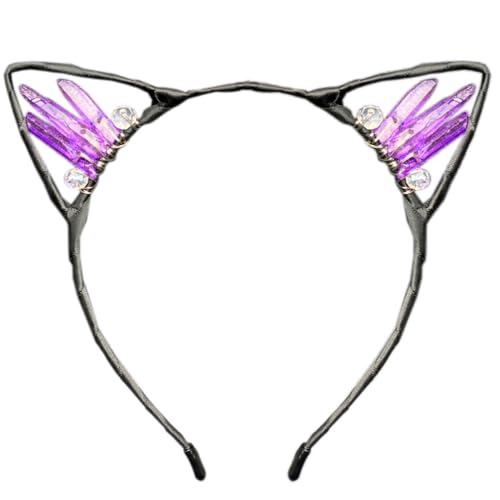 Anevous Handgefertigtes Kristall-Ohr-Stirnband,Kätzchen Haarbänder,Haarschmuck,Kopfschmuck,Haarreif mit Katzenohren,Strasssteinen Kopfbedeckung für Cosplay,Ohren,Maskeraden,Halloween,Party,Farbe 19 von Anevous