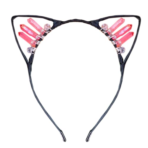 Anevous Handgefertigtes Kristall-Ohr-Stirnband,Kätzchen Haarbänder,Haarschmuck,Kopfschmuck,Haarreif mit Katzenohren,Strasssteinen Kopfbedeckung für Cosplay,Ohren,Maskeraden,Halloween,Party,Farbe 15 von Anevous