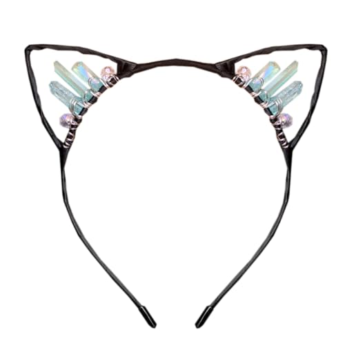 Anevous Handgefertigtes Kristall-Ohr-Stirnband,Kätzchen Haarbänder,Haarschmuck,Kopfschmuck,Haarreif mit Katzenohren,Strasssteinen Kopfbedeckung für Cosplay,Ohren,Maskeraden,Halloween,Party,Farbe 4 von Anevous