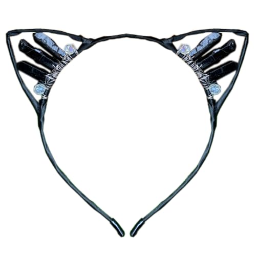 Anevous Handgefertigtes Kristall-Ohr-Stirnband,Kätzchen Haarbänder,Haarschmuck,Kopfschmuck,Haarreif mit Katzenohren,Strasssteinen Kopfbedeckung für Cosplay,Ohren,Maskeraden,Halloween,Party,Farbe 6 von Anevous