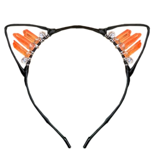 Anevous Handgefertigtes Kristall-Ohr-Stirnband,Kätzchen Haarbänder,Haarschmuck,Kopfschmuck,Haarreif mit Katzenohren,Strasssteinen Kopfbedeckung für Cosplay,Ohren,Maskeraden,Halloween,Party,Farbe 7 von Anevous