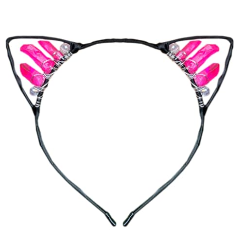 Anevous Handgefertigtes Kristall-Ohr-Stirnband,Kätzchen Haarbänder,Haarschmuck,Kopfschmuck,Haarreif mit Katzenohren,Strasssteinen Kopfbedeckung für Cosplay,Ohren,Maskeraden,Halloween,Party,Farbe 8 von Anevous