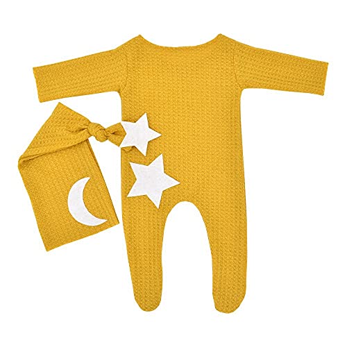 Anevous Neugeborenes Baby Fotografie Requisite Outfits mit Sternen und Mond,Newborn Bodysuit Romper,Säugling Baby Foto Requisiten Outfits Bekleidung,Fotoshooting Stricken Strampler Hut Set,Dunkelgelb Anevous Neugeborenes Baby Fotografie Requisite Outfits mit Sternen und Mond,Newborn Bodysuit Romper,Säugling Baby Foto Requisiten Outfits Bekleidung,Fotoshooting Stricken Strampler Hut Set,Dunkelgelb von Anevous