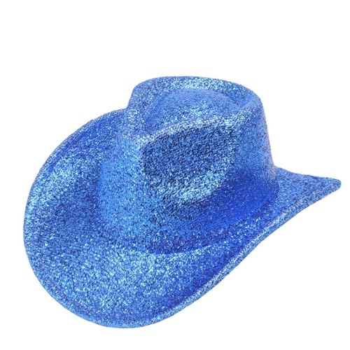 Anevous Western Cowboy Hut für Erwachsene, Glitzer Hut, Unisex, Kopfbedeckung für Faschingskostüme, Vintage Breiter Krempe Jazzhut für Disko, Maskerade Festival, Karneval, Kostüm, Mottoparty, Blau Anevous Western Cowboy Hut für Erwachsene, Glitzer Hut, Unisex, Kopfbedeckung für Faschingskostüme, Vintage Breiter Krempe Jazzhut für Disko, Maskerade Festival, Karneval, Kostüm, Mottoparty, Blau von Anevous