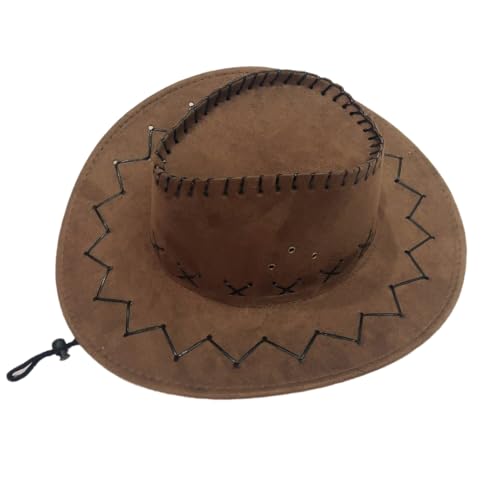 Western Cowboy Hut für Erwachsene, Wildlederimitat Hut, Unisex, Kopfbedeckung für Faschingskostüme, Vintage Breiter Krempe Jazzhut für Maskerade Festival, Karneval, Kostüm, Mottoparty, Hellkaffee Western Cowboy Hut für Erwachsene, Wildlederimitat Hut, Unisex, Kopfbedeckung für Faschingskostüme, Vintage Breiter Krempe Jazzhut für Maskerade Festival, Karneval, Kostüm, Mottoparty, Hellkaffee von Anevous