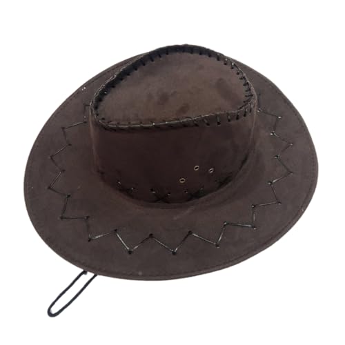 Western Cowboy Hut für Erwachsene, Wildlederimitat Hut, Unisex, Kopfbedeckung für Faschingskostüme, Vintage Breiter Krempe Jazzhut für Maskerade Festival, Karneval, Kostüm, Mottoparty, Dunkelkaffee Western Cowboy Hut für Erwachsene, Wildlederimitat Hut, Unisex, Kopfbedeckung für Faschingskostüme, Vintage Breiter Krempe Jazzhut für Maskerade Festival, Karneval, Kostüm, Mottoparty, Dunkelkaffee von Anevous